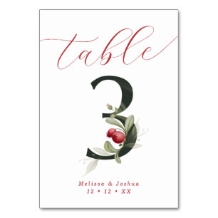 Numéro De Table Élégant Script Berries d'hiver Tableau 3