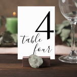 Numéro De Table Elegant Script Black & White Reception Table Card<br><div class="desc">Add a polished and cohesive touch to your reception décor with this minimalist wedding table number sign. Featuring a bold modern numeral paired with elegant handwritten-style script, this design blends contemporary simplicity with timeless sophistication. The clean black and white layout creates a refined look that complements a wide range of...</div>