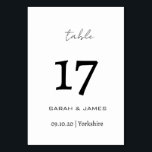 Numéro De Table Élégant script noir et blanc personnalisé<br><div class="desc">Élégante carte de numéro de table personnalisée en noir et blanc</div>