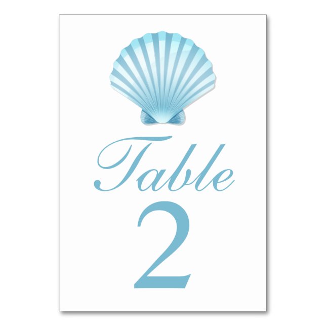 Numéro De Table Elégant Shell Blue Nautical Beach Mariage (Par défaut)