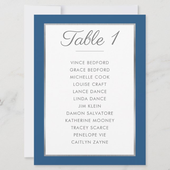 NUMÉRO DE TABLE ÉLÉGANT Siège Graphique gris bleu (Devant)