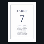 Numéro de table Elegant Simple Mariage<br><div class="desc">Élégant Numéro de table de Mariage simple. Ce numéro de table de mariage de bordure élégant et minimaliste comporte une fine bordure bleu marine avec du texte et un script bleu marine. Les articles correspondants sont dans la suite Mariage de la frontière classique de la Marine.</div>