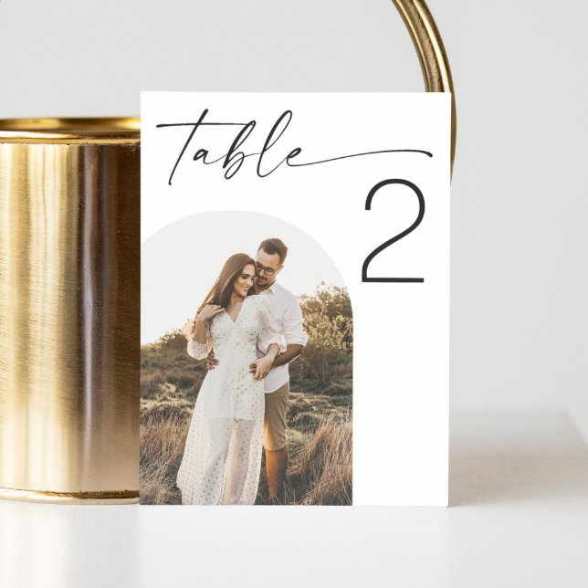 Numéro De Table Élégant simple script minimaliste photo mariage (Créateur téléchargé)