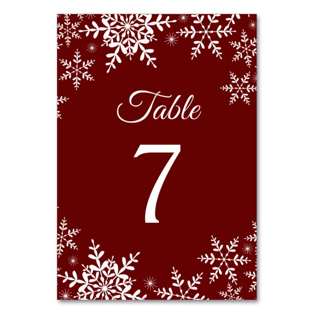 Numéro De Table Élégant Snowflakes Rouge Noël Mariage d'hiver (Par défaut)