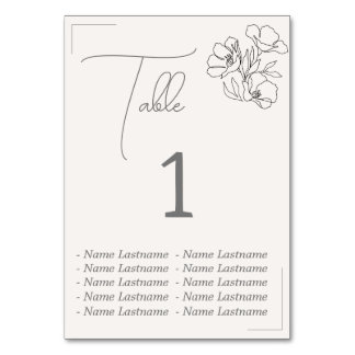 Numéro De Table Elegant Table number with names, sitting.