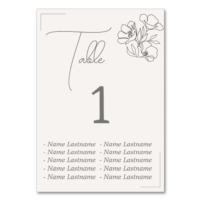Numéro De Table Elegant Table number with names, sitting. (Par défaut)
