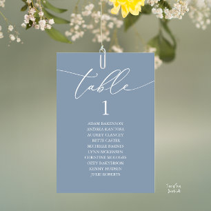 Numéro De Table Élégant Tableau de Sièges de Mariage Bleu Poussiér