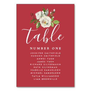 Numéro De Table Élégant tableau de sièges Mariage floral blanc
