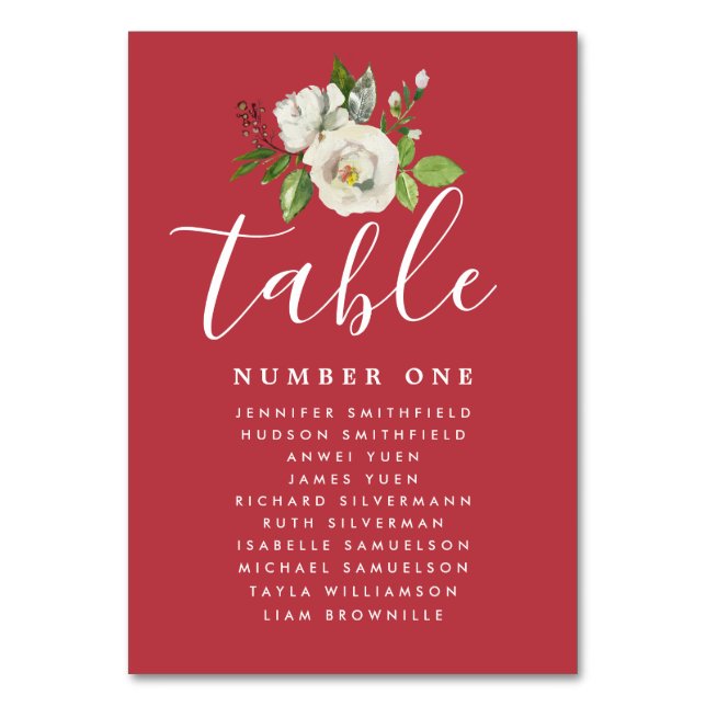 Numéro De Table Élégant tableau de sièges Mariage floral blanc (Par défaut)