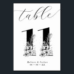 Numéro De Table Élégant tableau floral noir et blanc 11<br><div class="desc">Élégante florale noire et blanche Numéro de tableau - Tableau 11</div>