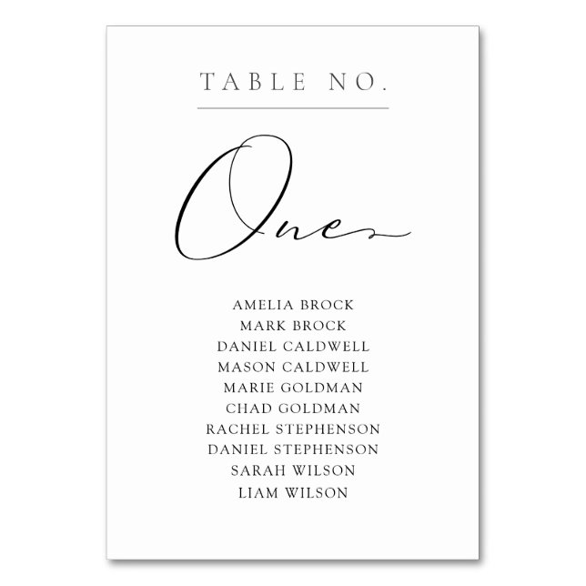Numéro De Table Élégant Tableau Numéro Un Tableau De Sièges (Par défaut)