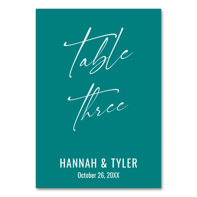 Numéro De Table Élégant tableau Turquoise contemporain Trois (Par défaut)