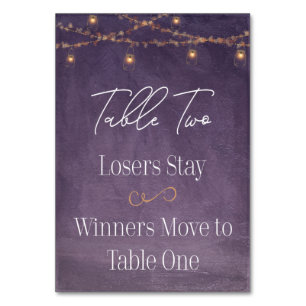 Numéro De Table Elégant tea rustique Lumières Bunco violet Table D