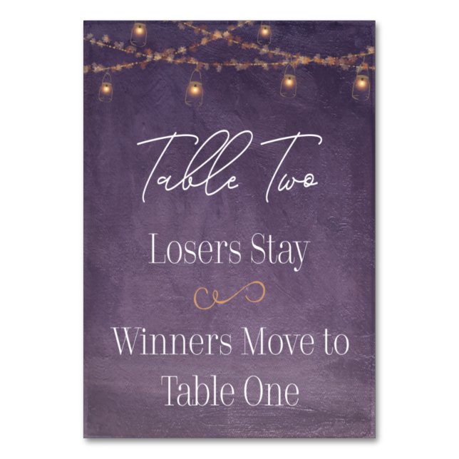 Numéro De Table Elégant tea rustique Lumières Bunco violet Table D (Par défaut)