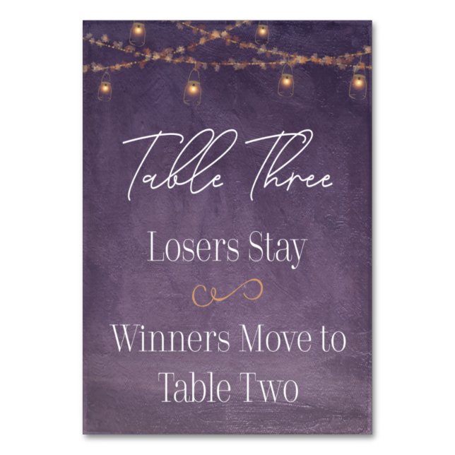 Numéro De Table Elégant Tea Rustique Lumières Bunco Violet Table T (Par défaut)
