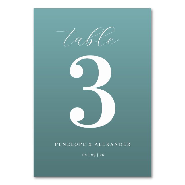 Numéro De Table Elegant Teal Number Three (Par défaut)