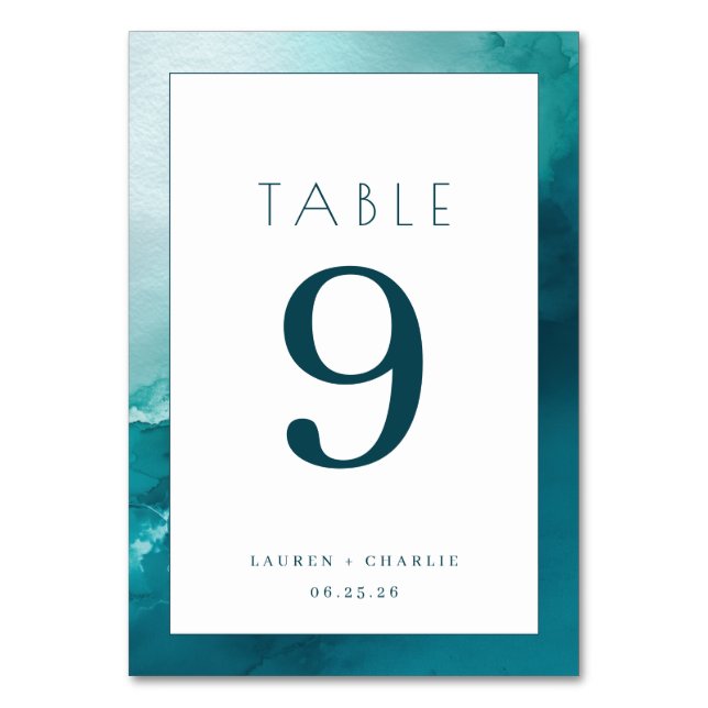 Numéro De Table Elegant Teal Watercolor Number (Par défaut)