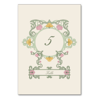 Numéro De Table Élégant Vert Sauge et Or Art Nouveau