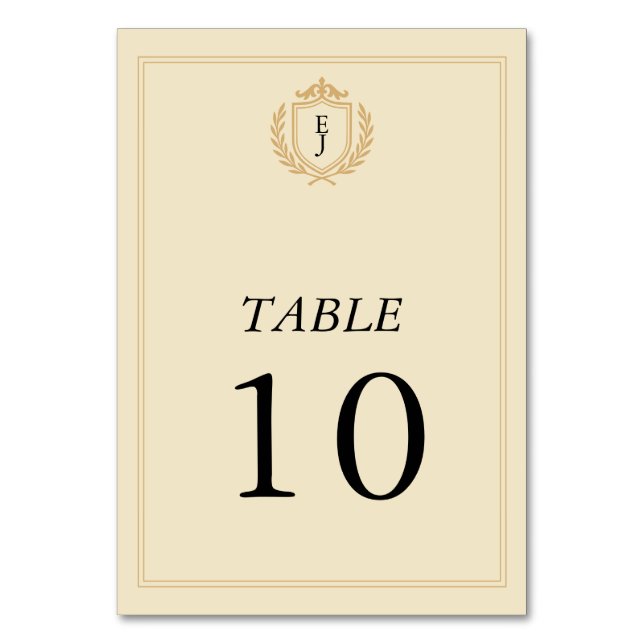 Numéro De Table Elégant vieil argent Crest - ivoire et Mariage or (Par défaut)