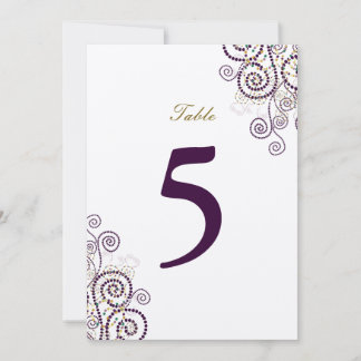 Numéro de table élégant vintage boho spirales viol