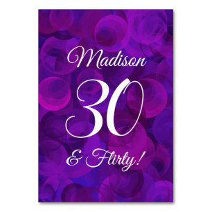 Numéro De Table Élégant Violet 30 & Flirty Fête d'anniversaire