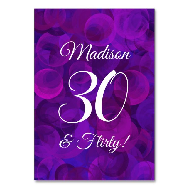 Numéro De Table Élégant Violet 30 & Flirty Fête d'anniversaire (Par défaut)