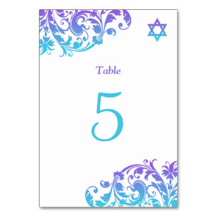Numéro De Table Élégant violet Turquoise Bat mitzvah