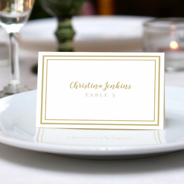 Numéro De Table Elegant Wedding Custom Guest Place Card Gold White (Créateur téléchargé)