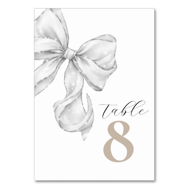 Numéro De Table Elegant White Bow Table Numbers for Wedding (Par défaut)