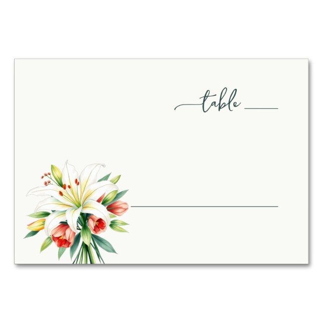 Numéro De Table Elegant White Floral (Devant)