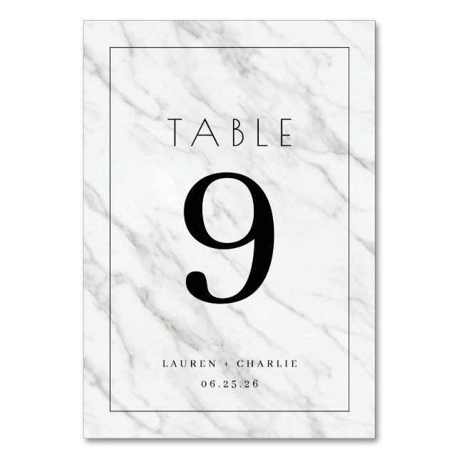 Numéro De Table Elegant White Marble Number Card (Par défaut)