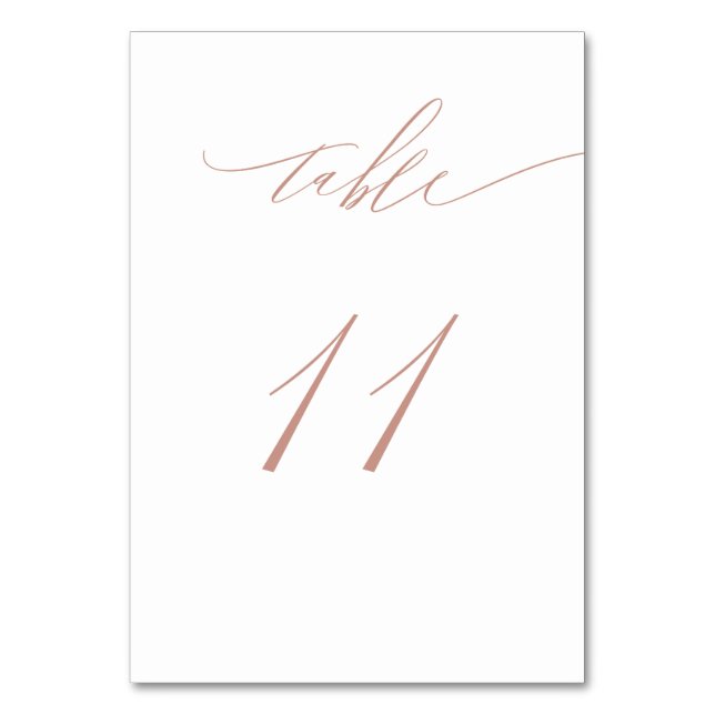 Numéro De Table Élégant White Rose Gold Script No 11 Mariage (Par défaut)
