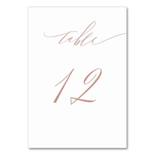 Numéro De Table Élégant White Rose Gold Script No 12 Mariage (Par défaut)