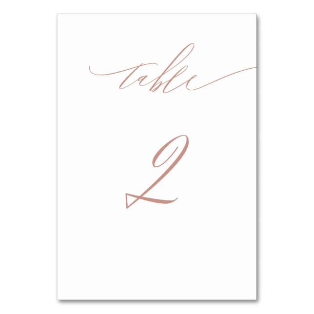 Numéro De Table Élégant White Rose Gold Script No 2 Mariage (Par défaut)