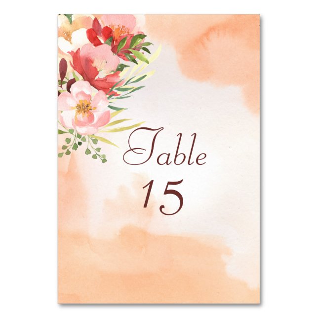 Numéro De Table Elégante aquarelle avec un bouquet rose (Par défaut)