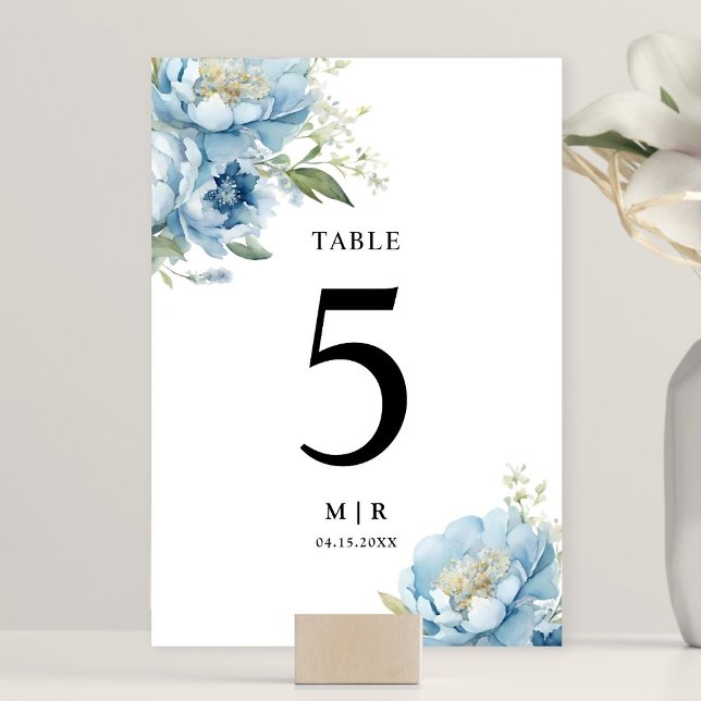 Numéro De Table Elégante aquarelle bleu foncé (Créateur téléchargé)