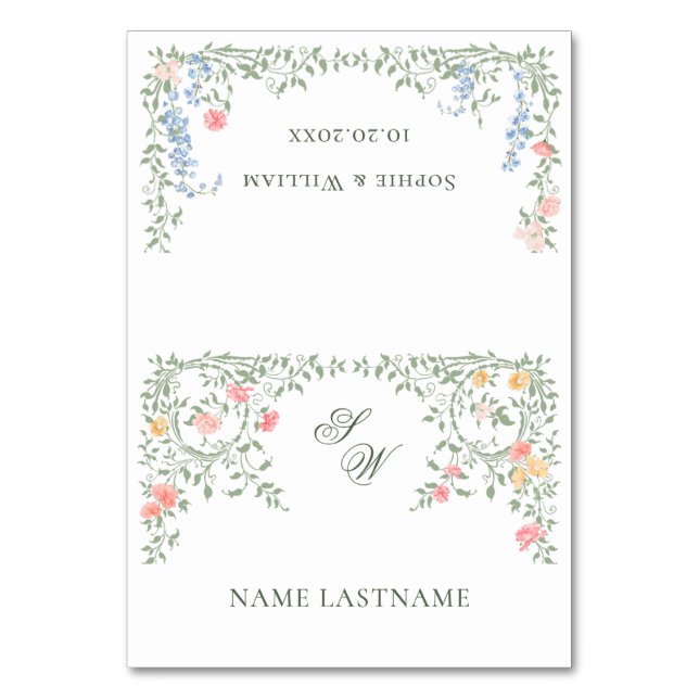 Numéro De Table Elégante aquarelle Fleurs sauvages Mariage floral (Par défaut)