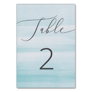 Numéro De Table Elégante aquarelle pastel bleu nautique mariage