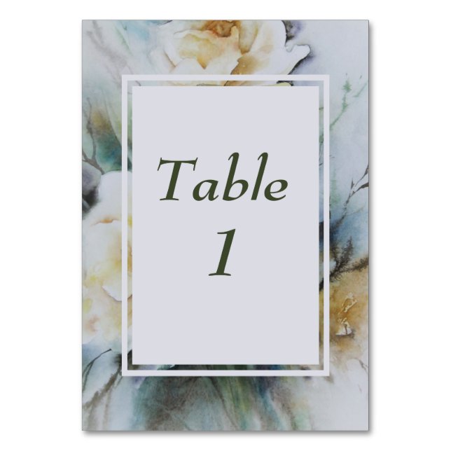 Numéro De Table Elégante aquarelle Rose Crème et Sage Green (Dos)