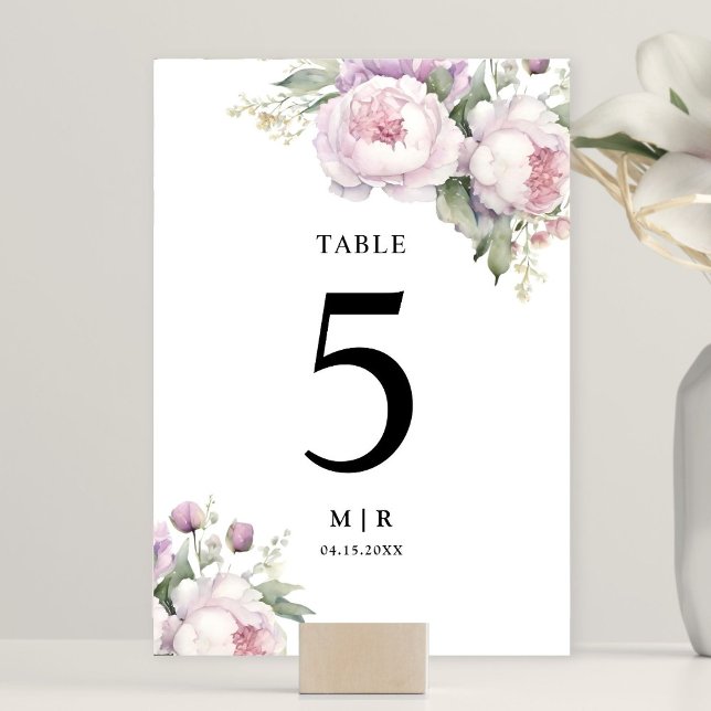 Numéro De Table Elégante aquarelle violette foncée (Créateur téléchargé)
