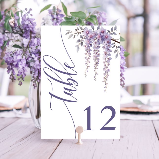 Numéro De Table Élégante Branche de Glycine Florale de Mariage Mod (Créateur téléchargé)