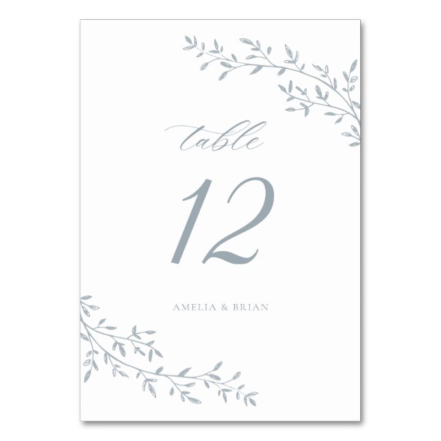 Numéro De Table Élégante branche feuille Botanique Dusty Mariage b (Par défaut)