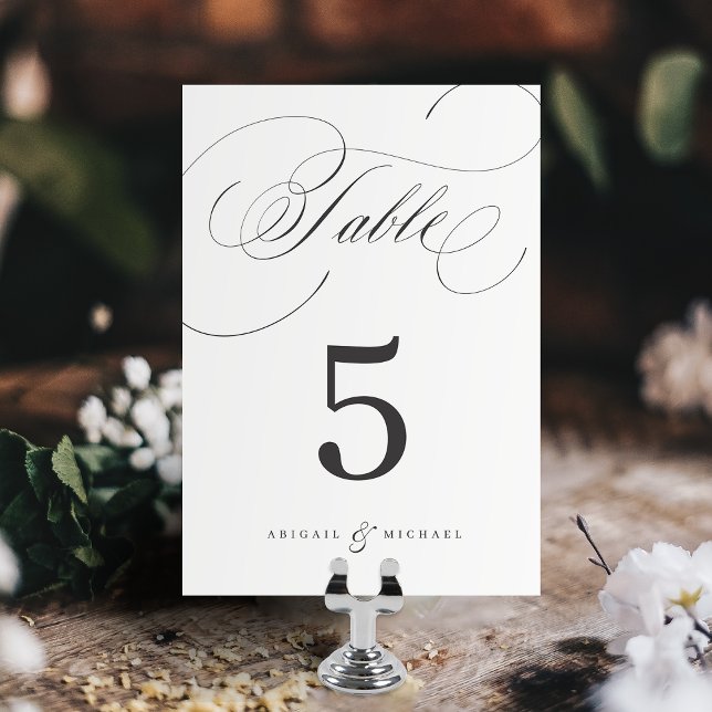 Numéro De Table Elégante calligraphie classique mariage vintage (Elegant classic calligraphy vintage wedding table number)