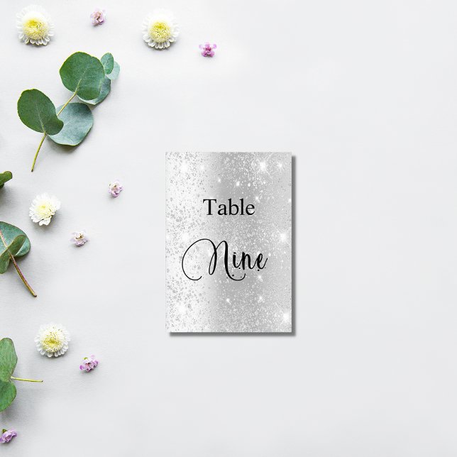 Numéro De Table Élégante calligraphie de parties scintillant argen (Créateur téléchargé)