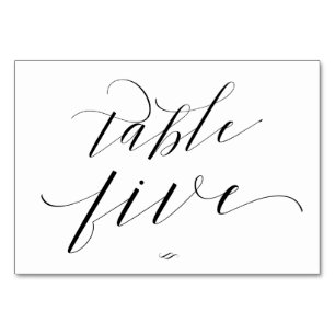 Numéro De Table Élégante calligraphie de script Tableau Cinq Récep