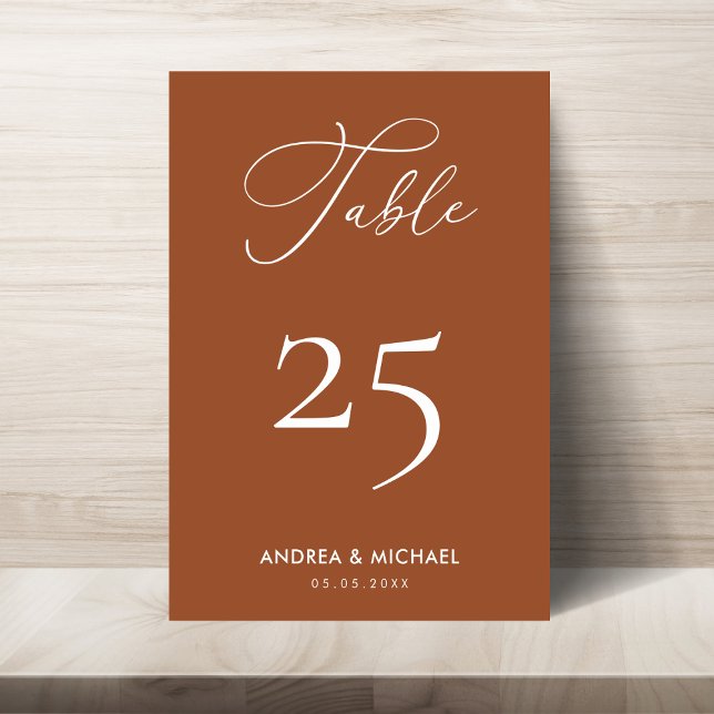 Numéro De Table Élégante calligraphie en terre cuite Boho Printemp (Créateur téléchargé)