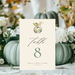 Numéro De Table Élégante calligraphie Green Fall Citrouille Mariag<br><div class="desc">Elégant Mariage de calligraphie Numéro de tableau Cartes pour un mariage ou une douche nuptiale,  modèle texte entièrement personnalisable pour s'adapter à votre événement. Des invitations assorties à la douche nuptiale et à la décoration de fête sont disponibles dans ma boutique.</div>