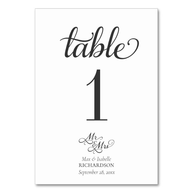 Numéro De Table Élégante calligraphie M. et Mme la Mariage (Par défaut)