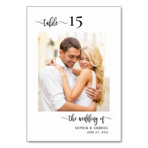 Numéro De Table Élégante calligraphie Mariage photo double face