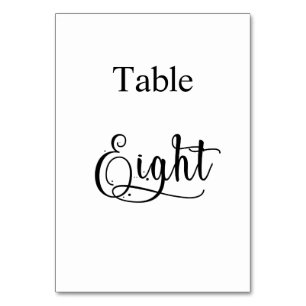 Numéro De Table Elégante calligraphie noir blanc table huit 8